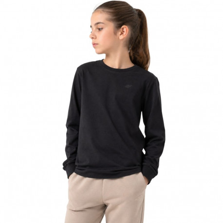 Koszulka dla dziewczynki Longsleeve 4F F460 głęboka czerń 4FJWMM00TLONF460 20S 152cm