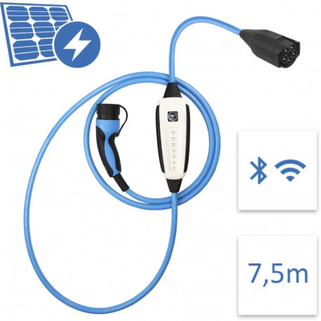 Mobile seinalaadija Pure 32A 7,5m 22kW PV laadimiseks wifi ja bluetooth, valge