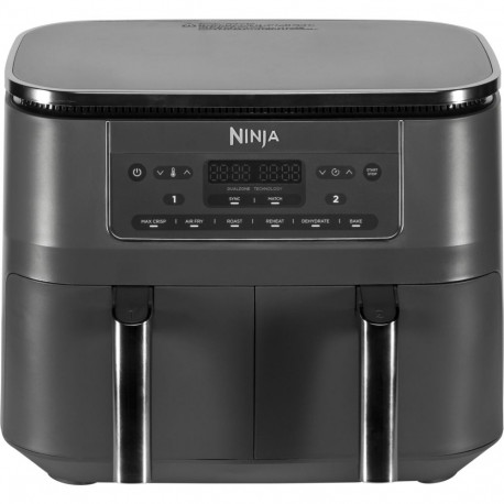 Ninja Dual Zone hot air fryer DZ300EU (gray/silver, 2,470 watts, 2 baskets 3.8 liters each)