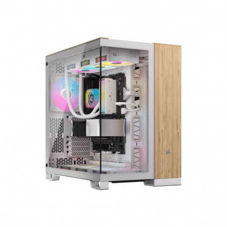Corsair arvutikorpus 6500X karastatud klaasiga, valge/bambuspuidust