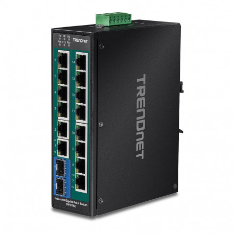 TRENDnet tööstuslik Gigabit PoE+ kommutaator TI-PG162 16 porti DIN-liistule