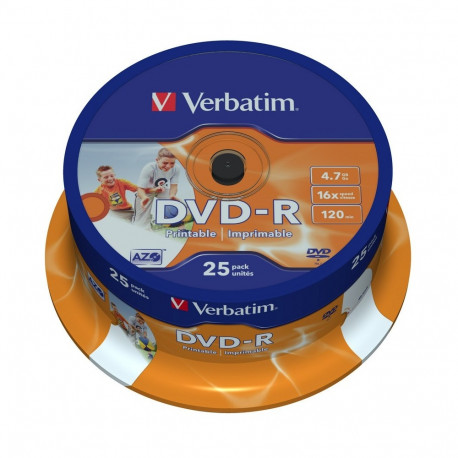 Verbatim DVD-R 4.7GB 16x Printable 25tk tornis (43538)
