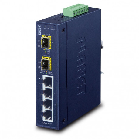 "PLANET Industrial 4-Port 10/100/1000T + 2 1000X SFP"