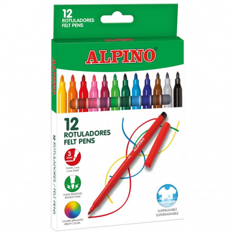 FELT TIP PENS ALPINO 12COLOURS