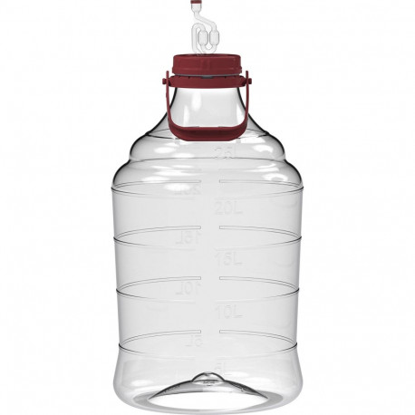 Browin 644325, 25L, unbreakable demijohn, wide opening, screw cap, fermentation tube, handle, scale,