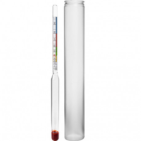 Browin 405552 hydrometer with alcohol scale, 0-95%, 20-21°C, test tube and floater