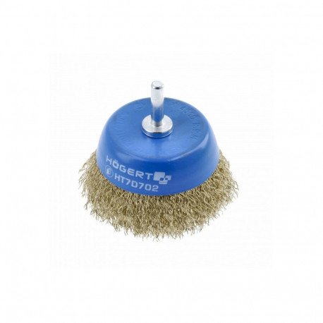Hogert HT7D702 front brush, 75mm, 0.3mm wire, 4500 RPM, brass, for drill