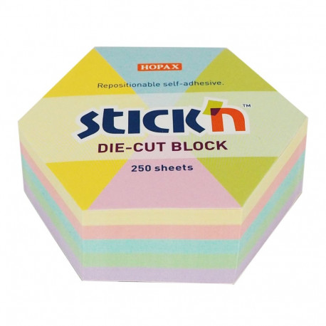 Märkmekuup 67x67mm StickN Hexagon pastelne 250 lehte