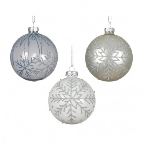 ORNAMENT GLASS SNOWFL D8CM