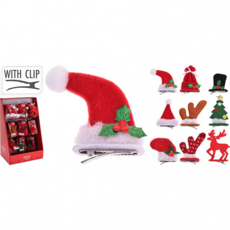 HAIR CLIPXMAS 9CM 9ASS DESIGN