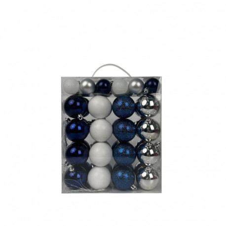 SET BAUBL PLAST BLUE/SILVER D4/6CM 50PCS