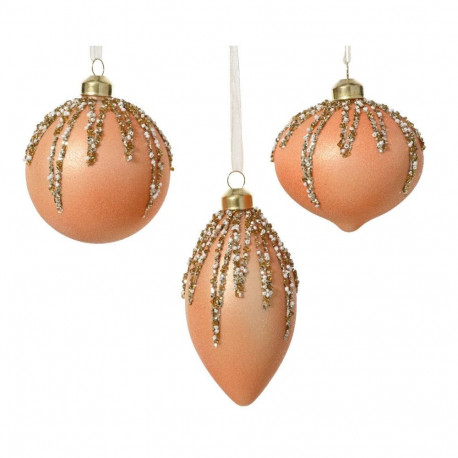 ORNAMENT GLASS PEACH D8CM