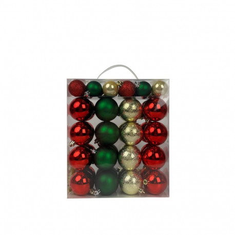 Plastikust jõulukuulide komplekt punane/roheline/kuldne D4/6cm 50 tk