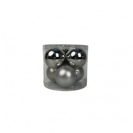 BAUBLES PLASTIC CHRISTM SILVER D8CM 6PCS