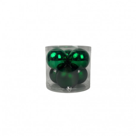 BAUBLES PLASTIC CHRISTM GREEN D8CM 6PCS