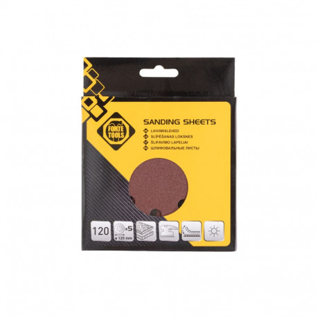 SANDING DISCS 8HOLES NO120 D125 5PCS FT