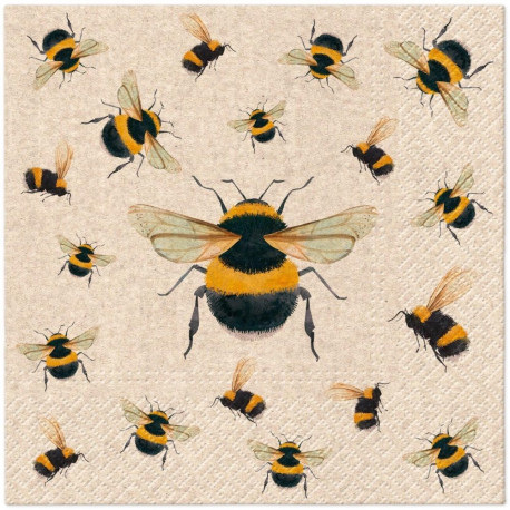 NAPKINS PAPER DANCING BEES 33X33CM 20PCS