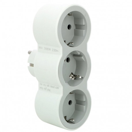 MOP SCH 3X2P+E FRONT OUTLETS WHITE/GREY