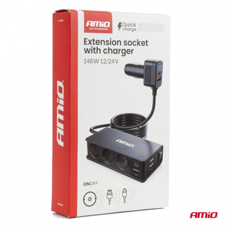 Laadija 3 × USB-A,USB-C,QC 3.0,PD 3.0, 148W