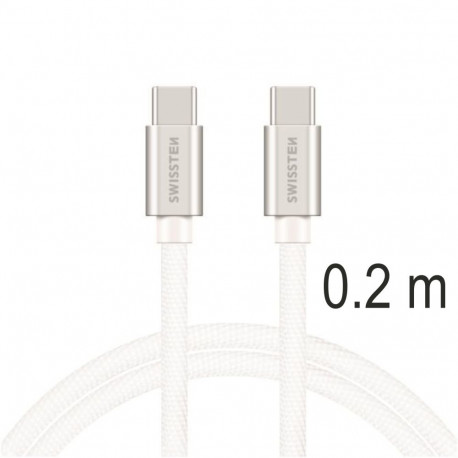 Swissten Textile Universal Quick Charge 3.1 USB-C / USB-C Data and Charging Cable 0.2m silver