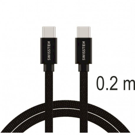 Swissten Textile Universal Quick Charge 3.1 USB-C / USB-C Data and Charging Cable 0.2m black