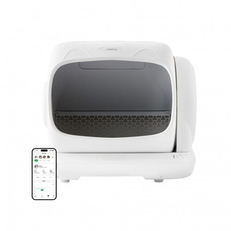 Pet Litter Box - UBPet C41 Smart Self-Cleaning Litter Box, Mobile App, 99.99% Clumping, Large Interi