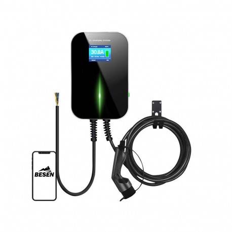Electric Vehicle Charger - Besen BS20 11 kW Wall-Mounted Charger With LCD Display, Remote Management