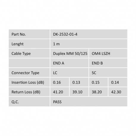 DIGITUS Fiber Optic Patch Cord, LC/SC Multimode 50/125 µ, OM4, Duplex, 10m