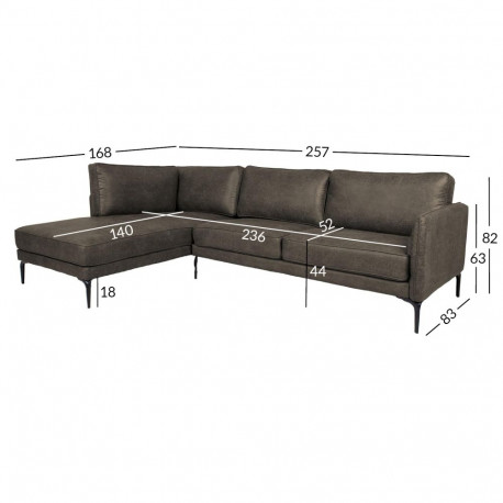 Nurgadiivan SOFIA VN 257x168/83xH82cm, tume oliiv