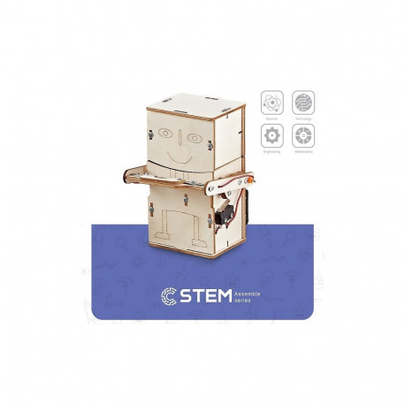 Wooden Assembly Kit Coin Swallowing Robot, STEM Educational Toy