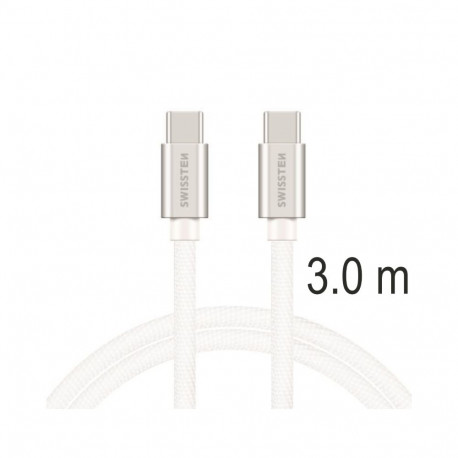 Swissten Textile Universal Quick Charge 3.1 USB-C / USB-C Data and Charging Cable 3m silver