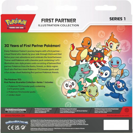 Collectible Card Game - Pokémon First Partner Illustration Collection Box, 3 Promo Cards, 2 Booster 