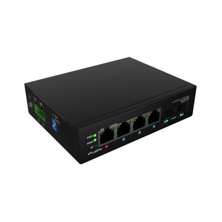 Lanberg lüliti ILGE-4P-2S-90 kerge tööstuslik PoE 1xBT 3xAT 2xSFP gigabit Ethernet haldamata DIN-kin