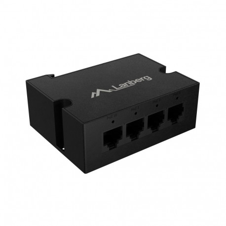 Lanberg | Switch PoE Extender 1xIn 3xOut Fast Ethernet Din Rail at 30W metal clips | DIN-FE4-AT-30W