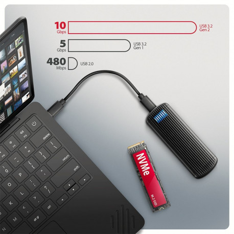 AXAGON väline korpus EEM2-SC USB-C 10Gbps M.2 NVMe SSD kruvideta sooneline alumiinium
