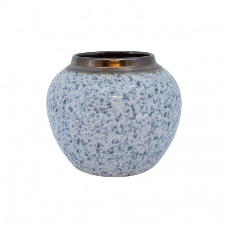 Vase TITAN STONE D20xH18cm, white/black droplets