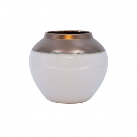 Vase TITAN STONE D20xH18cm, white/gold