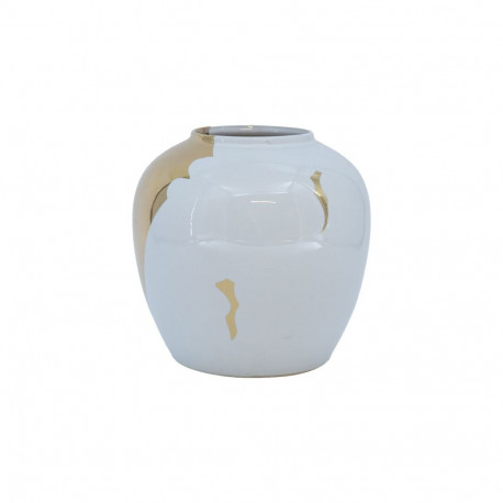 Vaas TITAN STONE D20xH18cm, valge/kuldne jõgi