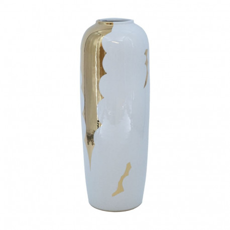 Vase TITAN STONE D14xH38cm, white/golden river