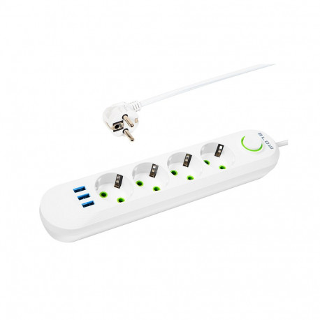 98-225# Przedłużacz sieciowy ps-450 4-gniazda 3xusb 5m biały 3x1mm