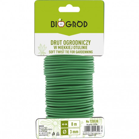 Bioogrod 720538 gardening wire in soft lagging, 8m, 3mm, flexible, durable