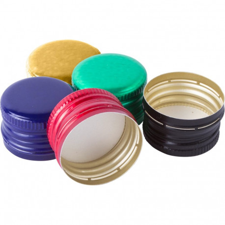 Vodka bottles screw caps Ø28, colored, 100pcs. BROWIN 634001, 28/18mm