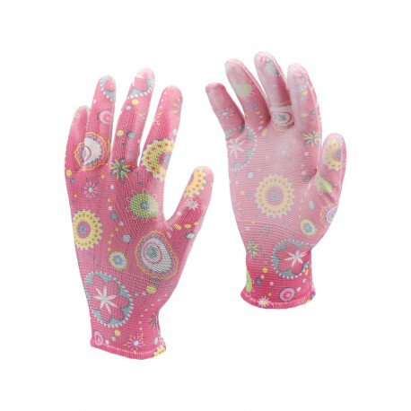 Flo Garden Gloves, 74126, 8, 1, GRD, polyester, polyurethane coated, elastic cuff