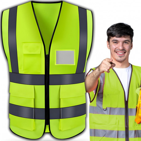 Universaalne ohutusvest taskutega liikluseks, kollane
