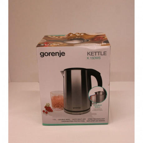 GORENJE SALE OUT. Kettle | K15DWS | Electric | 2200 W | 1.5 L | Stainless steel | 360 rotational bas
