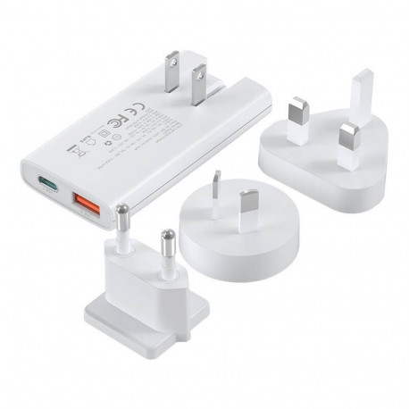 Choetech PD6011 65W GaN Ultra USB-C + USB-A Wall Charger - White