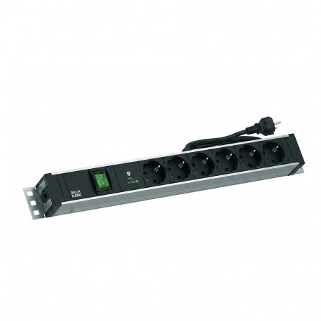 "BACHMANN 48,26cm 19Zoll 1,5HE 6xCEE7/3 1xSchalter 1xSPD-Plus 2,0m CEE7/7"