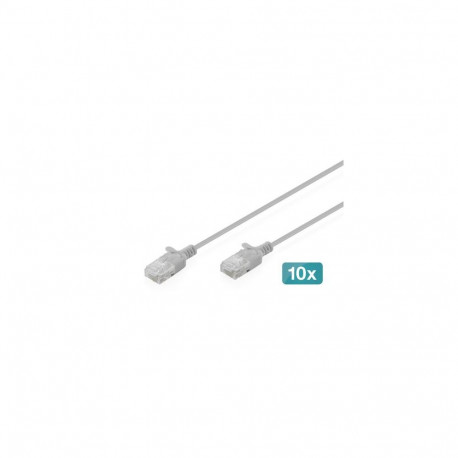 Digitus CAT 6 U-UTP Slim patch cable, 2 m, gray, 10 pieces