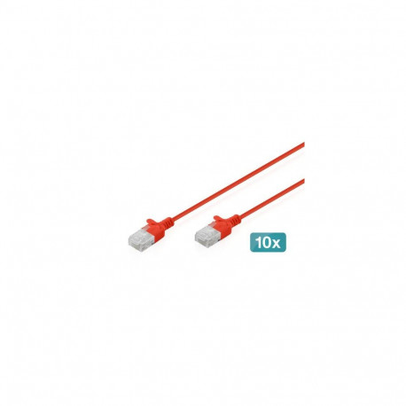 Digitus CAT 6 U-UTP Slim patch cable, 0.5 m, red, 10 pieces