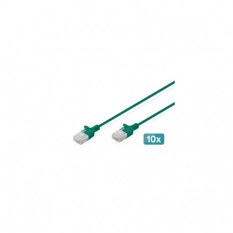 Digitus CAT 6 U-UTP Slim patch cable, 0.5 m, green, 10 pieces